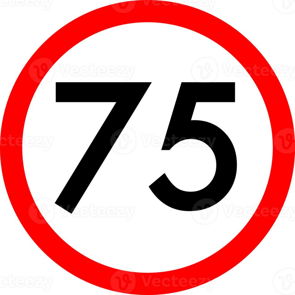 Speed limit 75 round road traffic icon png