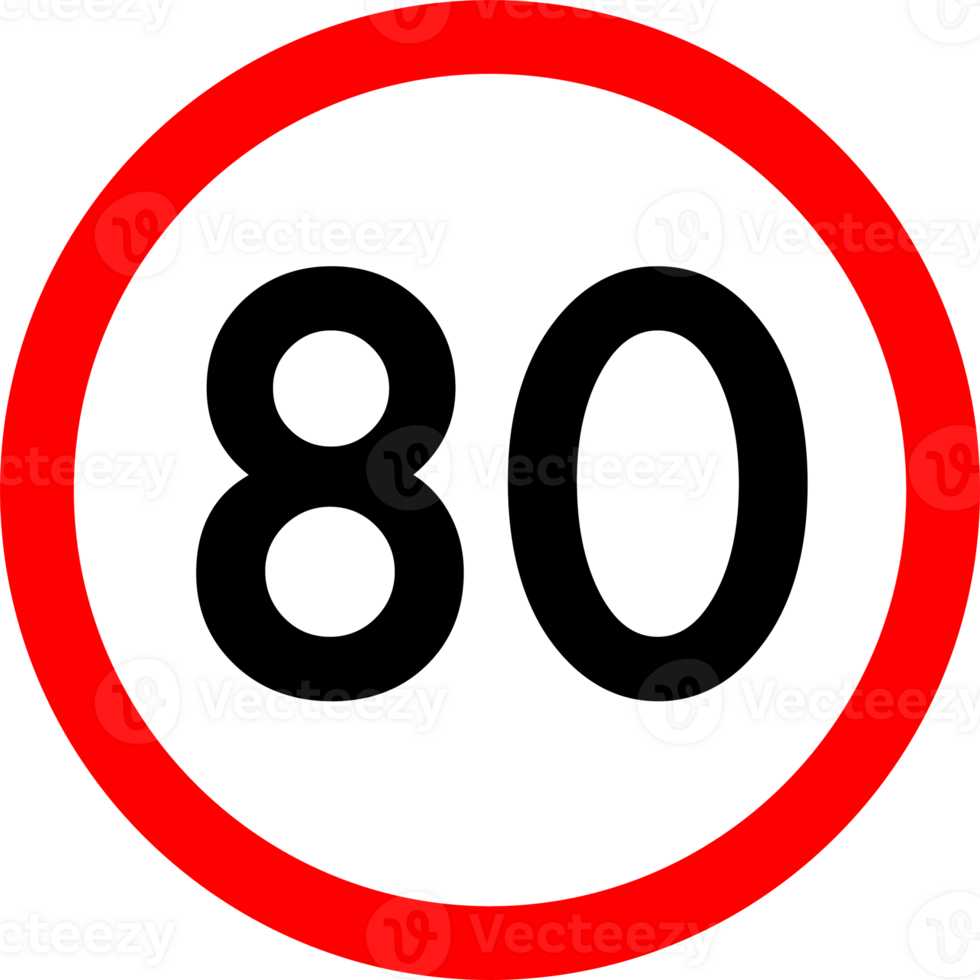 Speed limit 80 round road traffic icon 49232109 PNG