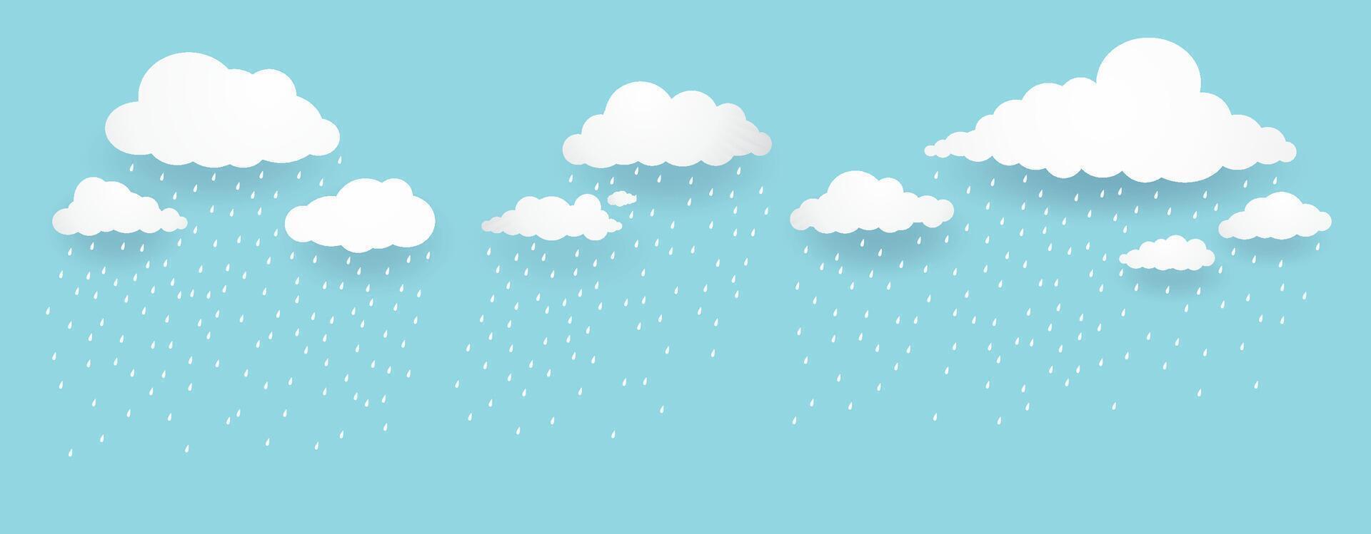 Cloud and rain, rainy season, weather nature background, Flood natural disaster, illustration. vector