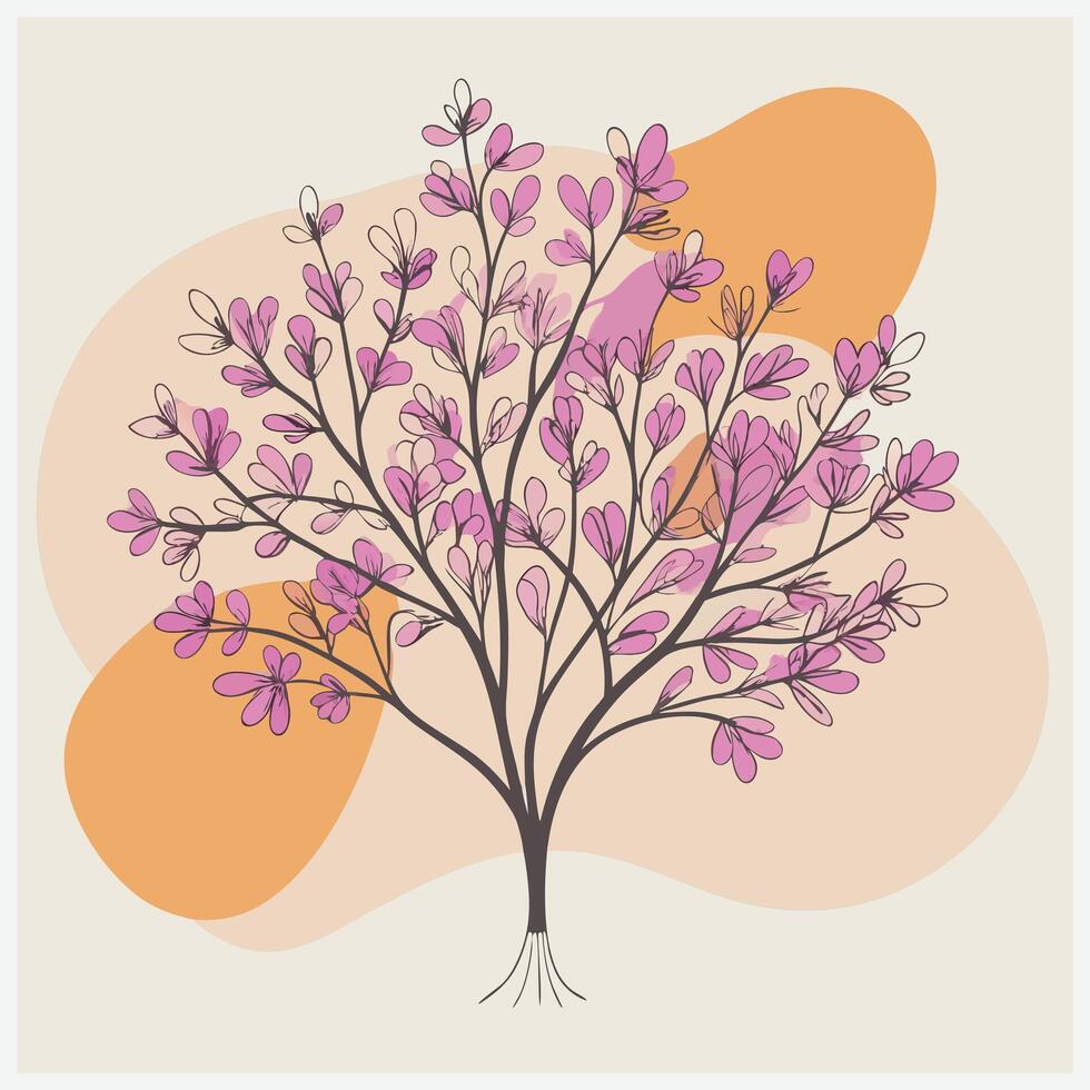 Vibrant Redbud Tree Illustration vector
