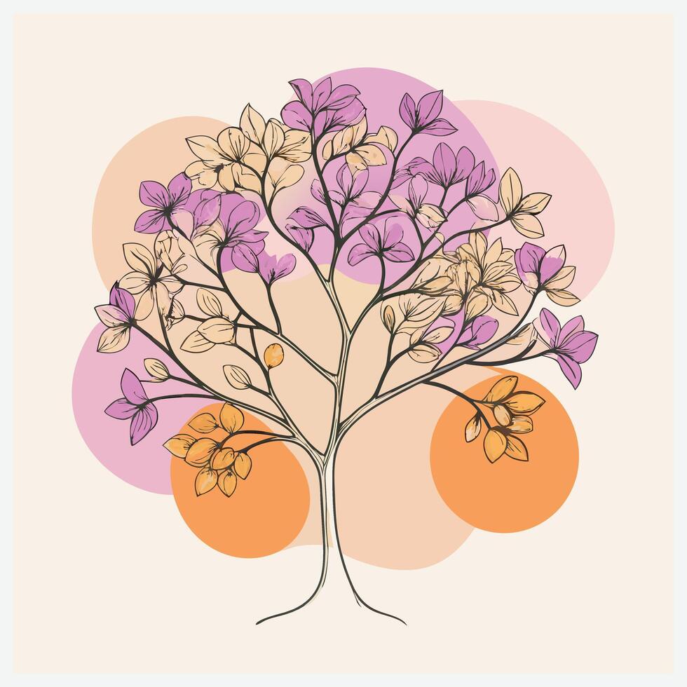 Majestic Paulownia Tree Illustration Perfect for Nature and Botanical Designs vector