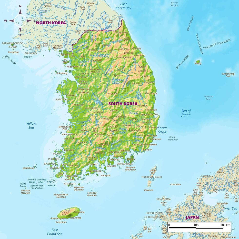 Detailed political map of South Korea vector