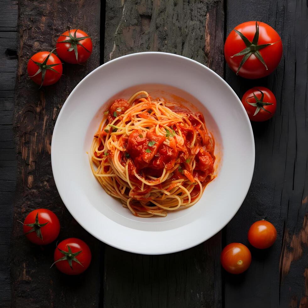 Spaghetti with herbs photo