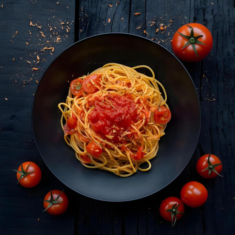 Herb garnished spaghetti photo