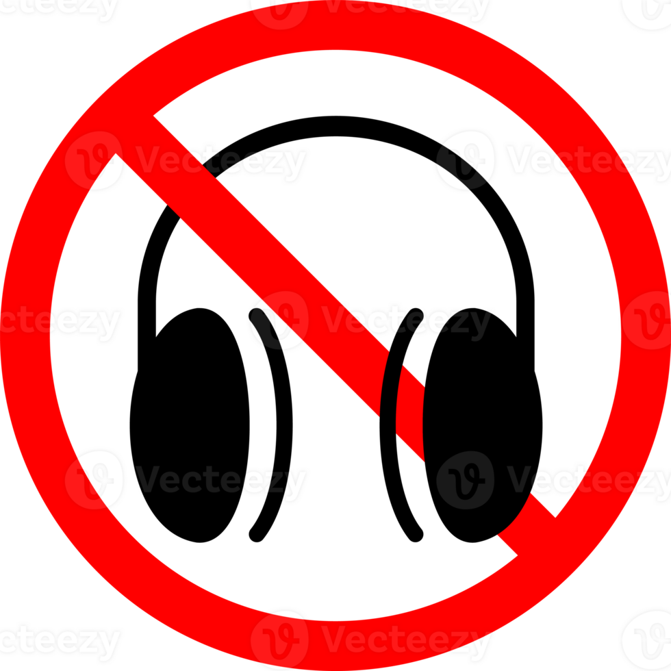Headphones prohibition sign design element png