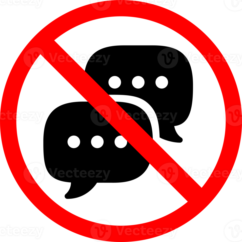 Speech bubbles crossed out prohibition sign png