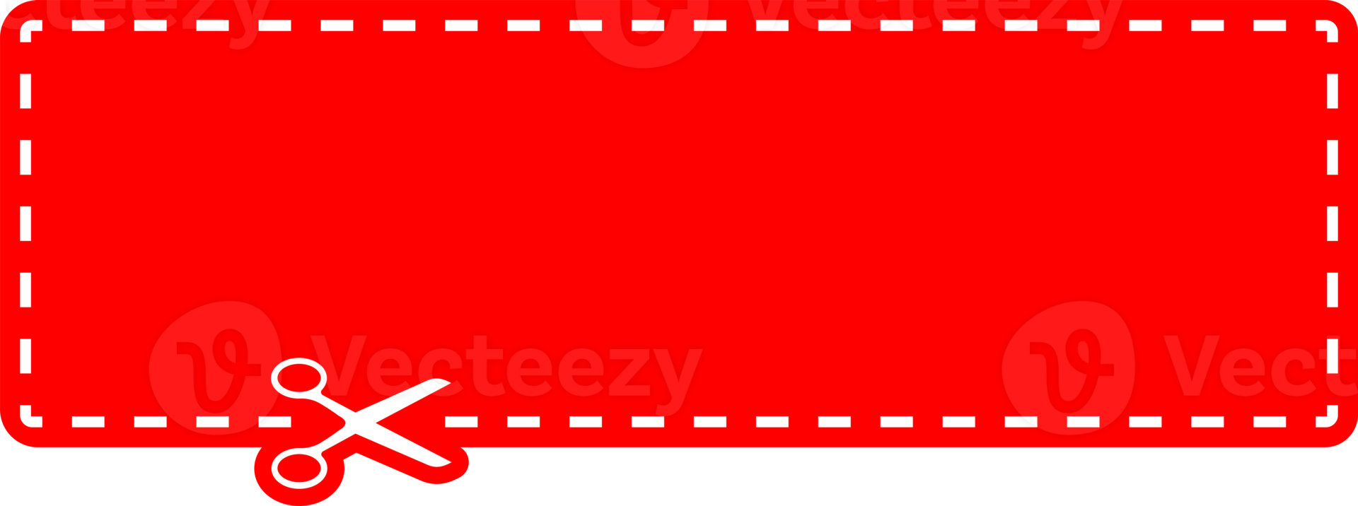 Bright red rectangular sticker cut line and scissor png