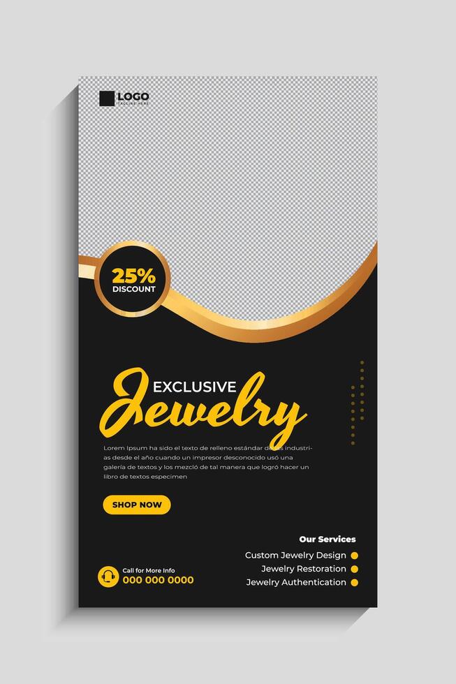 Luxurious wedding Jewelry social media story design vector