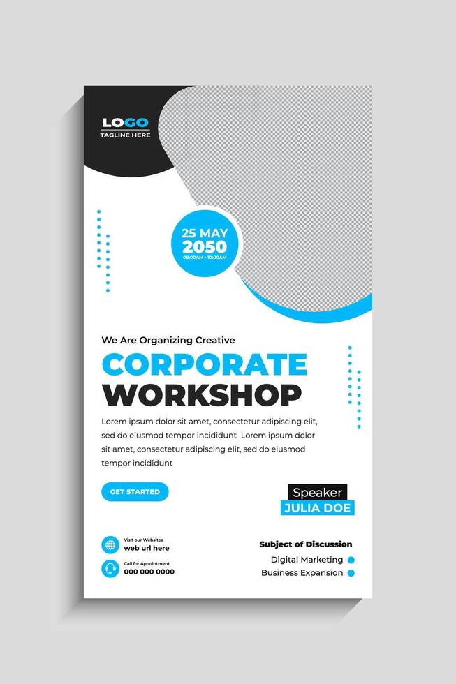 Corporate Workshop social media story template vector