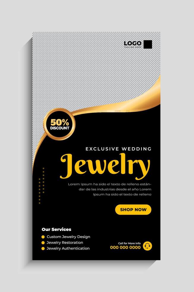 Luxurious wedding Jewelry social media story template vector
