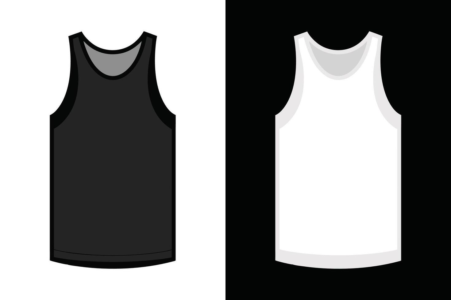 Men Tank Top Black and white Color Mock up vector