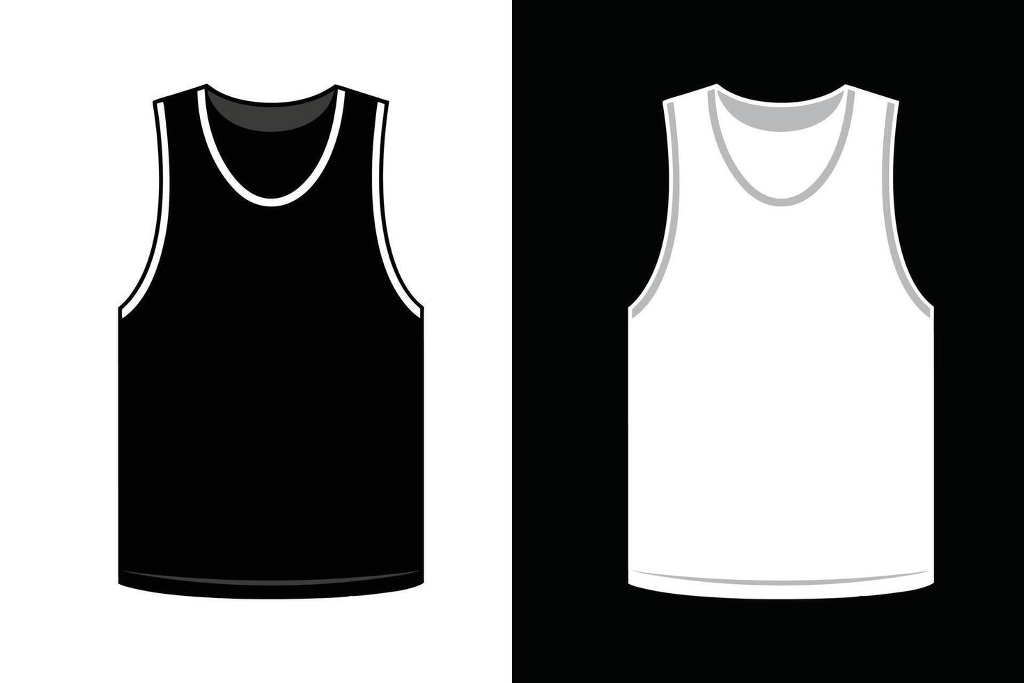 Men Tank Top Mock up Black and white Color vector