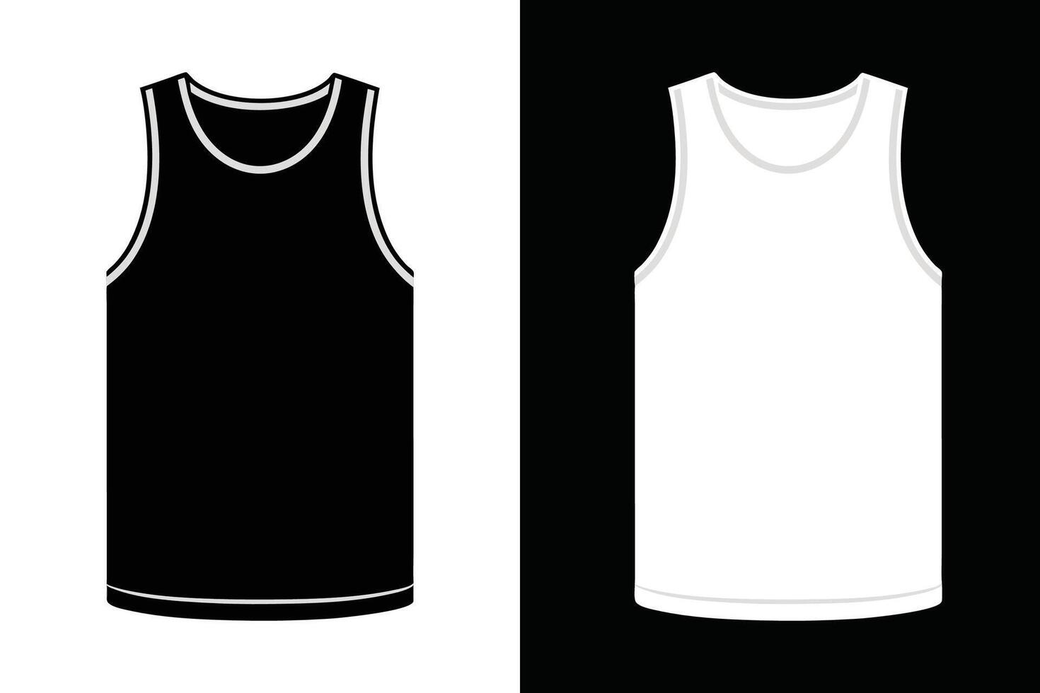 Black and white Men Tank Top Mock up vector