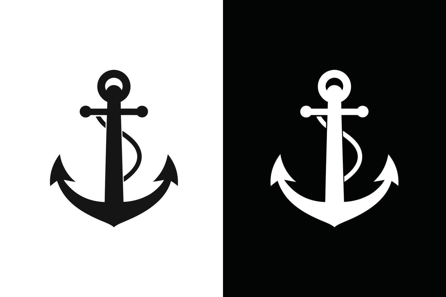 Ship anchor or boat anchor flat icon with Rope vector