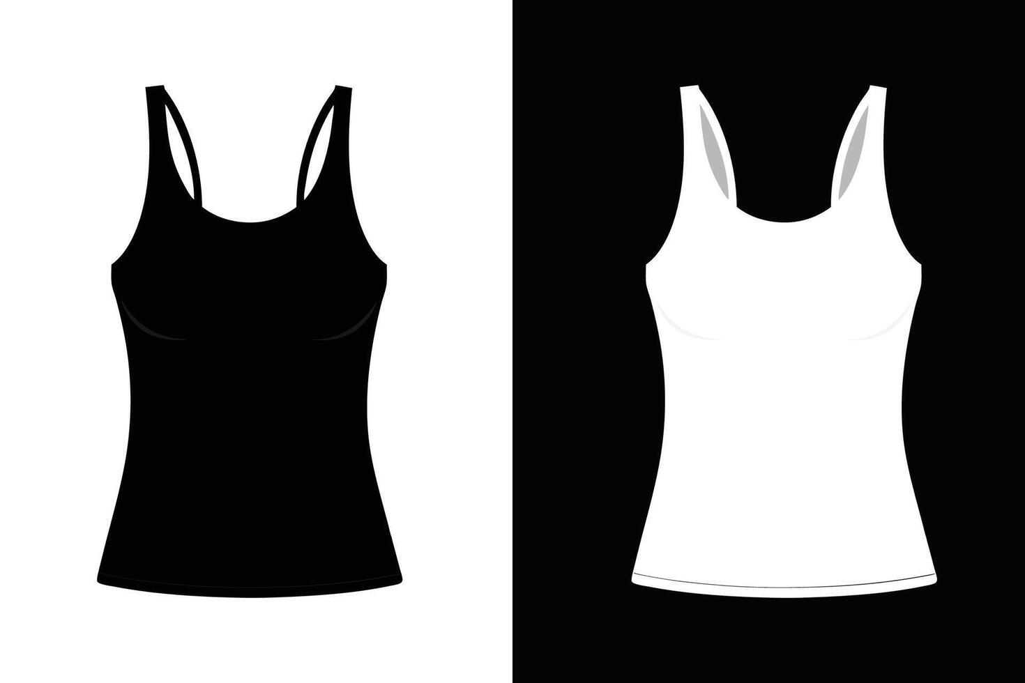 Black and white Women Tank Top Mock up vector