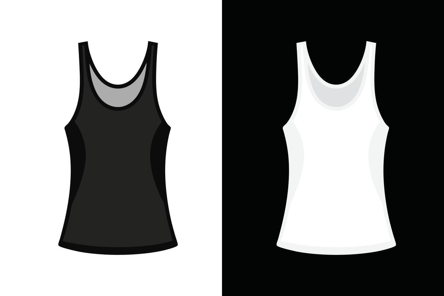 Black and white Women Tank Top Mock up design art vector