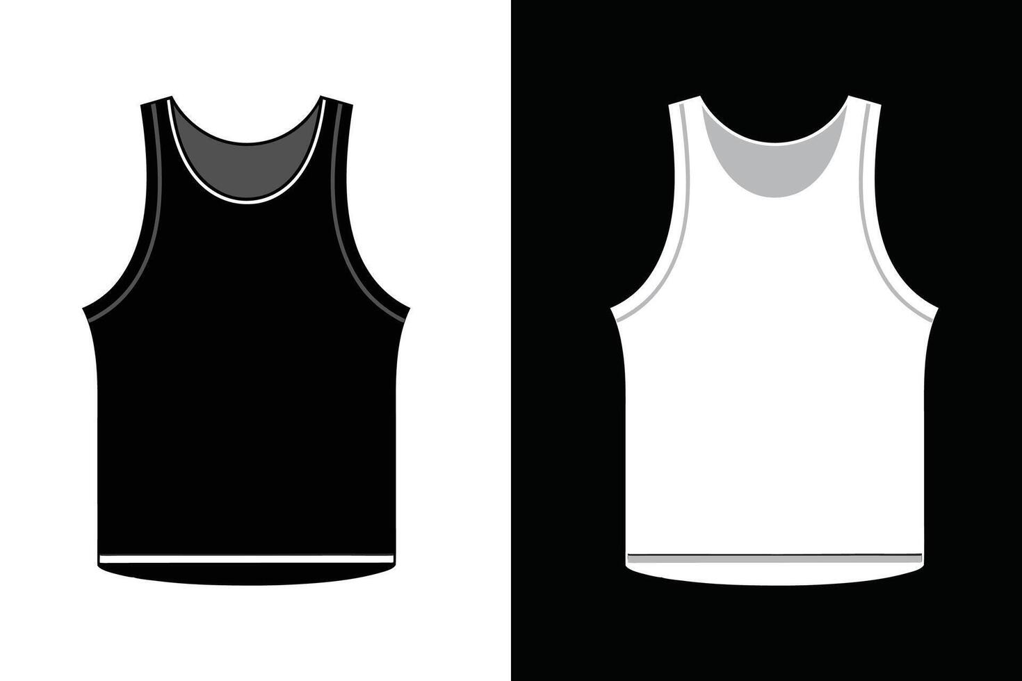 Men Black and white Color Tank Top Mock up vector