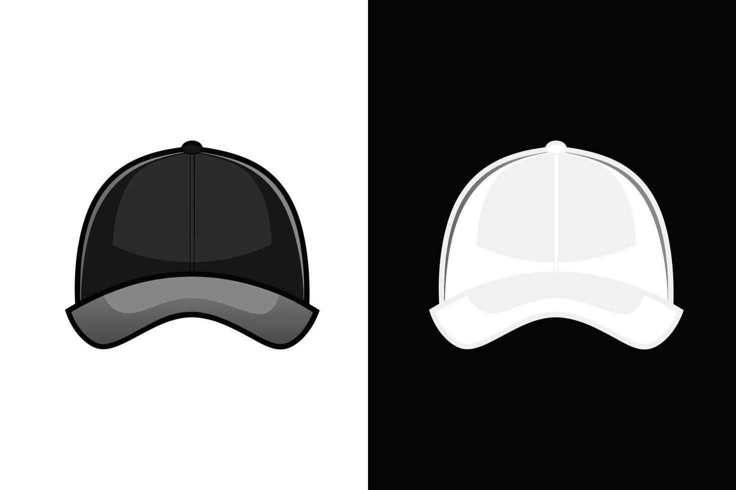 Black and white Color Cap Mock up vector