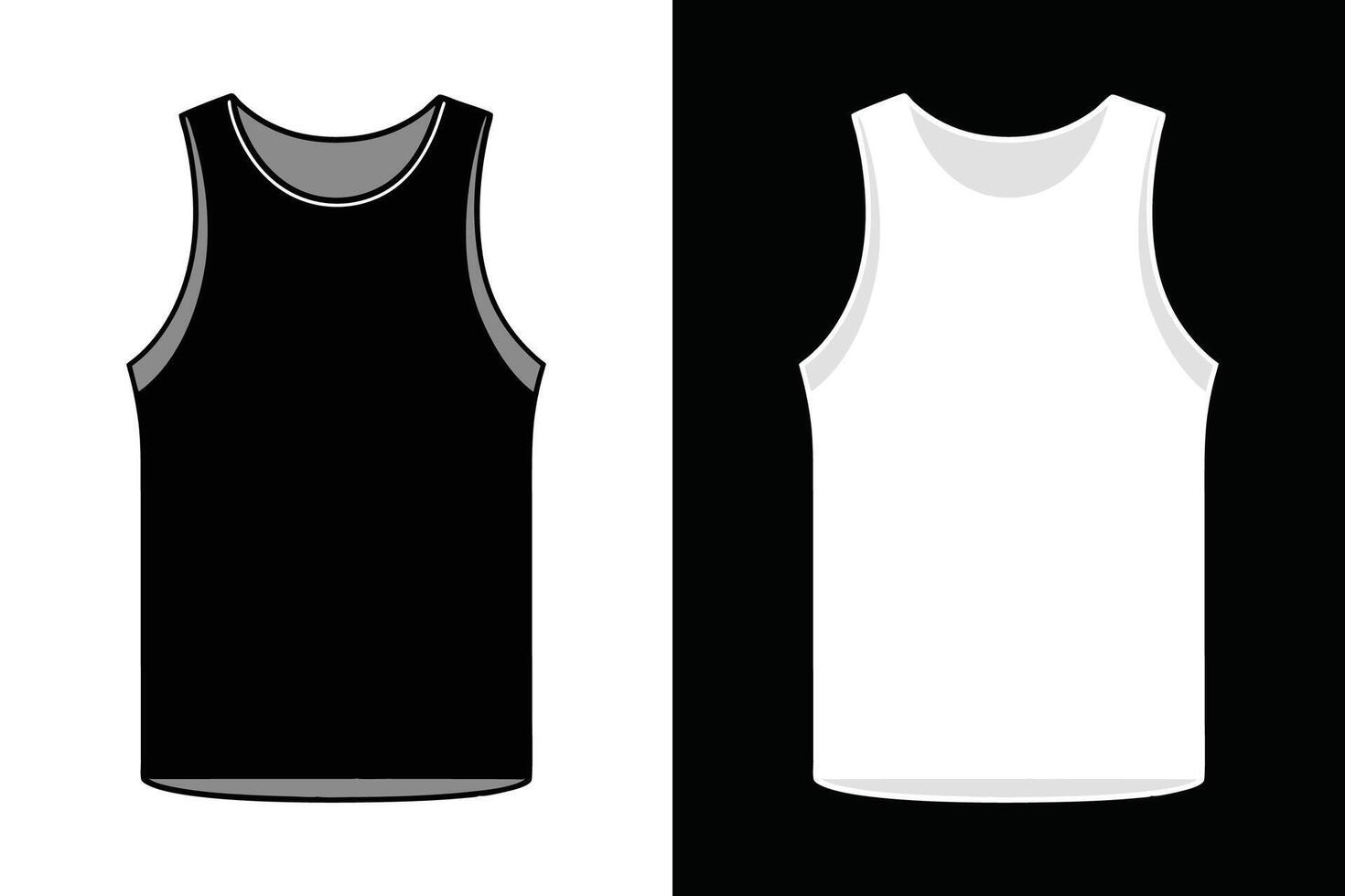 Men Tank Top Black and white Mock up Design vector