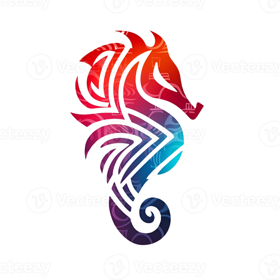 seahorse with tribal designs png