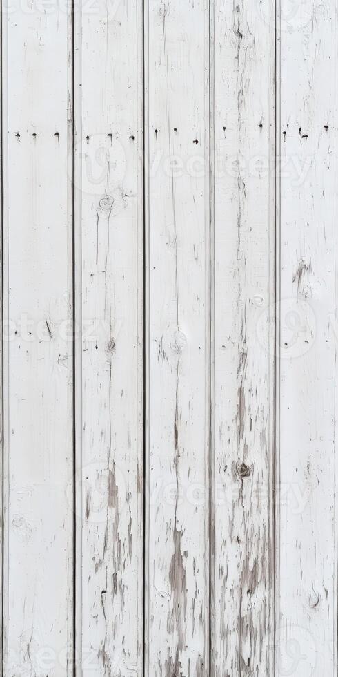 Weathered wood planks with white paint showing texture and character photo