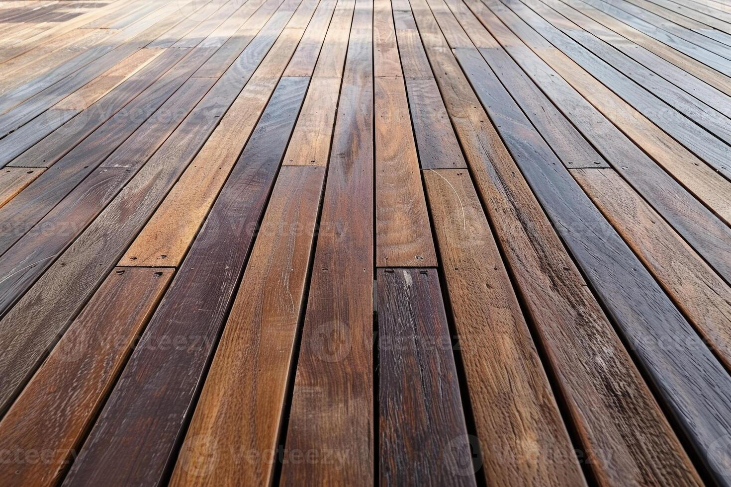 Wood decking with rich tones and detailed grain patterns in natural light photo