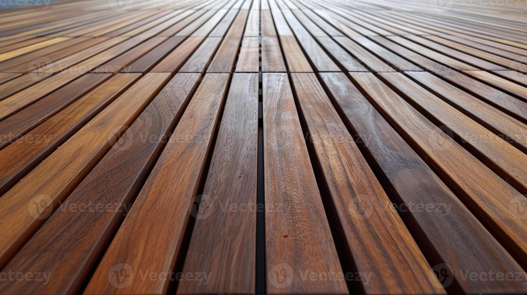 Close-up of wooden decking boards arranged in a parallel pattern photo