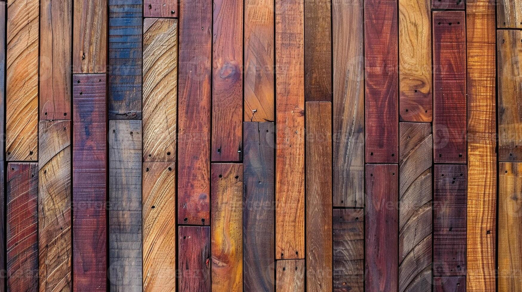 Beautiful wood decking with rich colors and textures in natural light photo