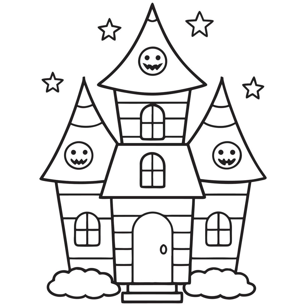 Halloween Haunted house Coloring Page for kids, coloring book vector