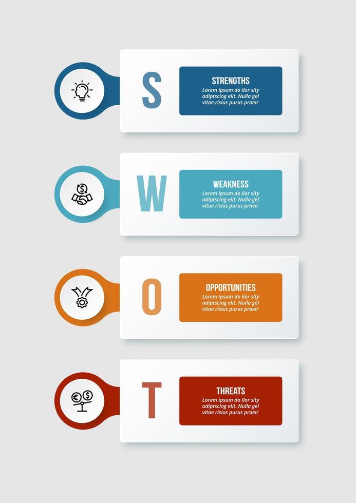 Business concept infographic template with swot analysis. vector