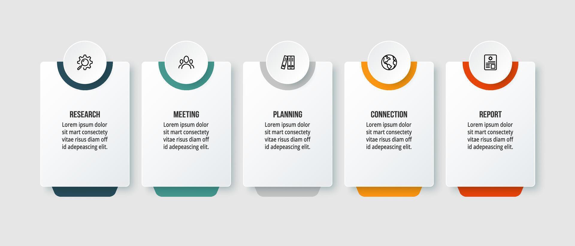 Business infographic template with 5 square option. vector
