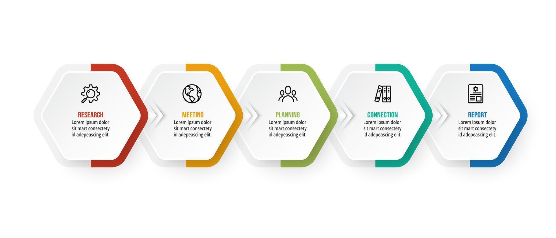 Timeline hexagon infographic template. vector