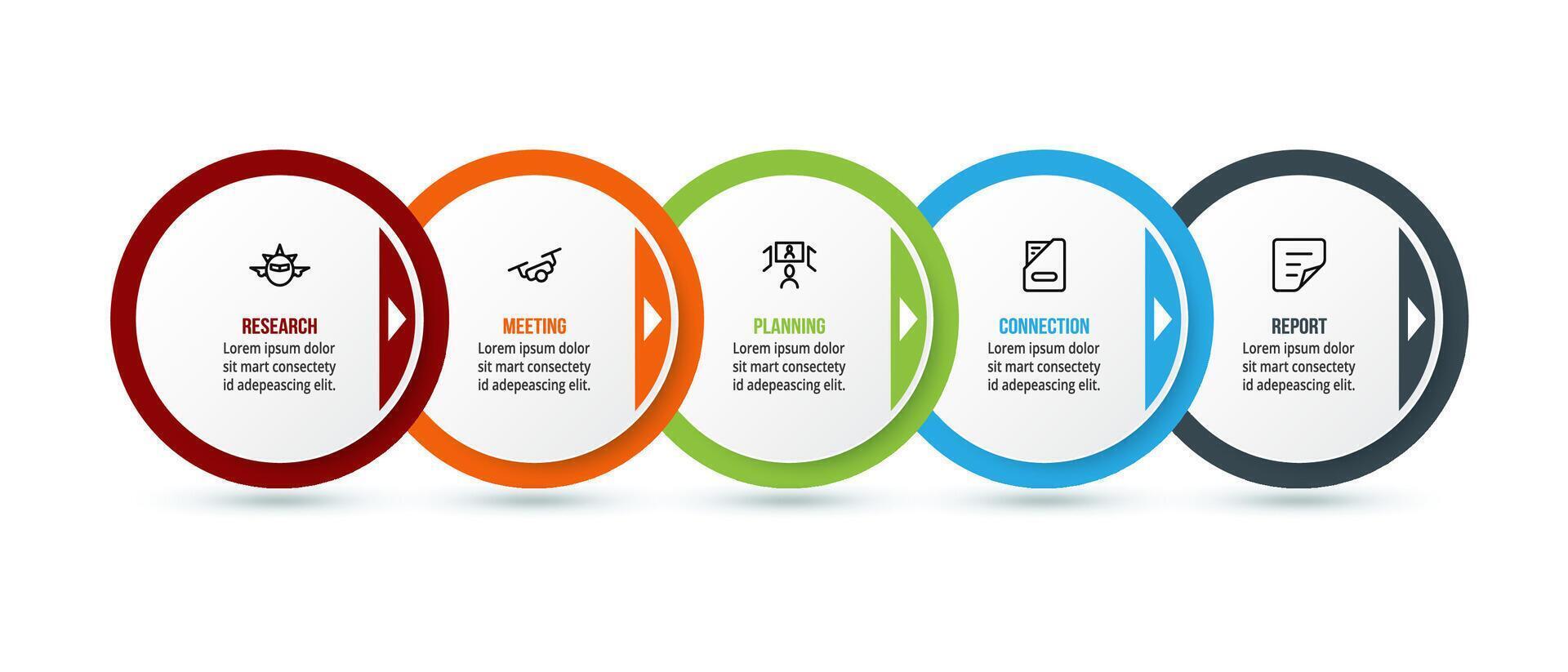 Color circle 5 options infographic template. vector