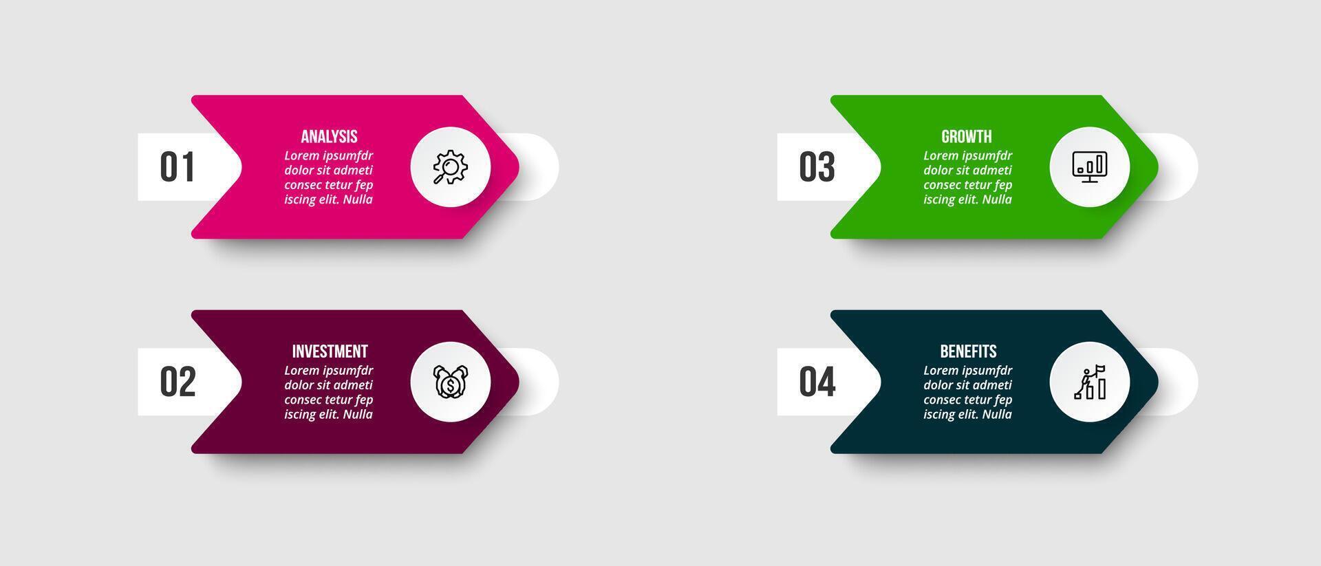 Arrow label infographic template with workflow. vector