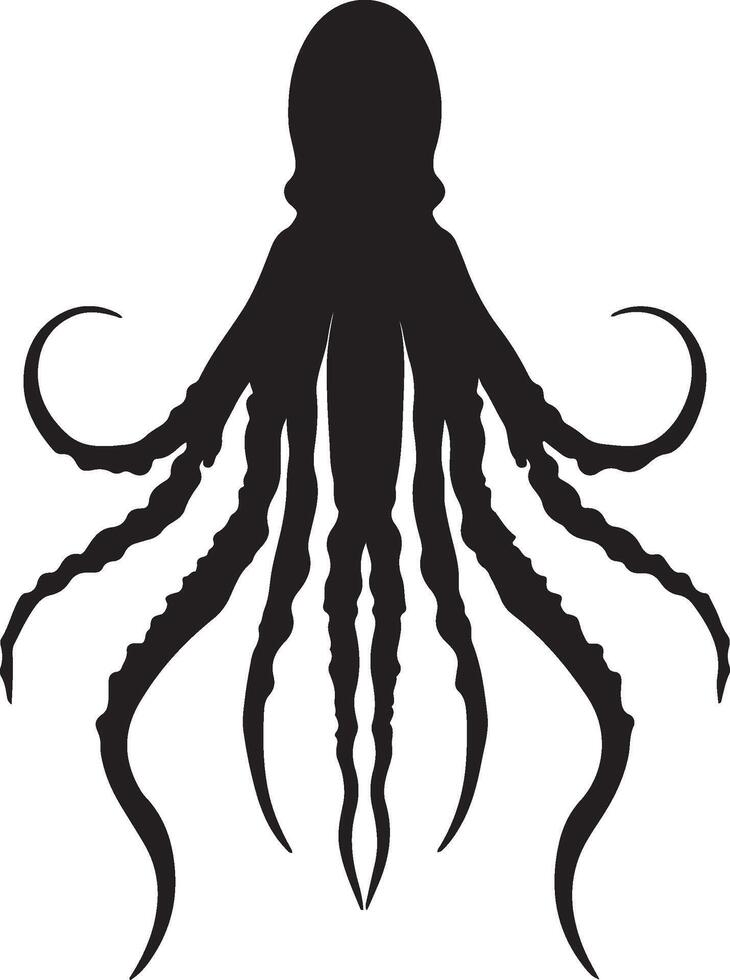 Giant Squid Silhouette Illustration White Background vector