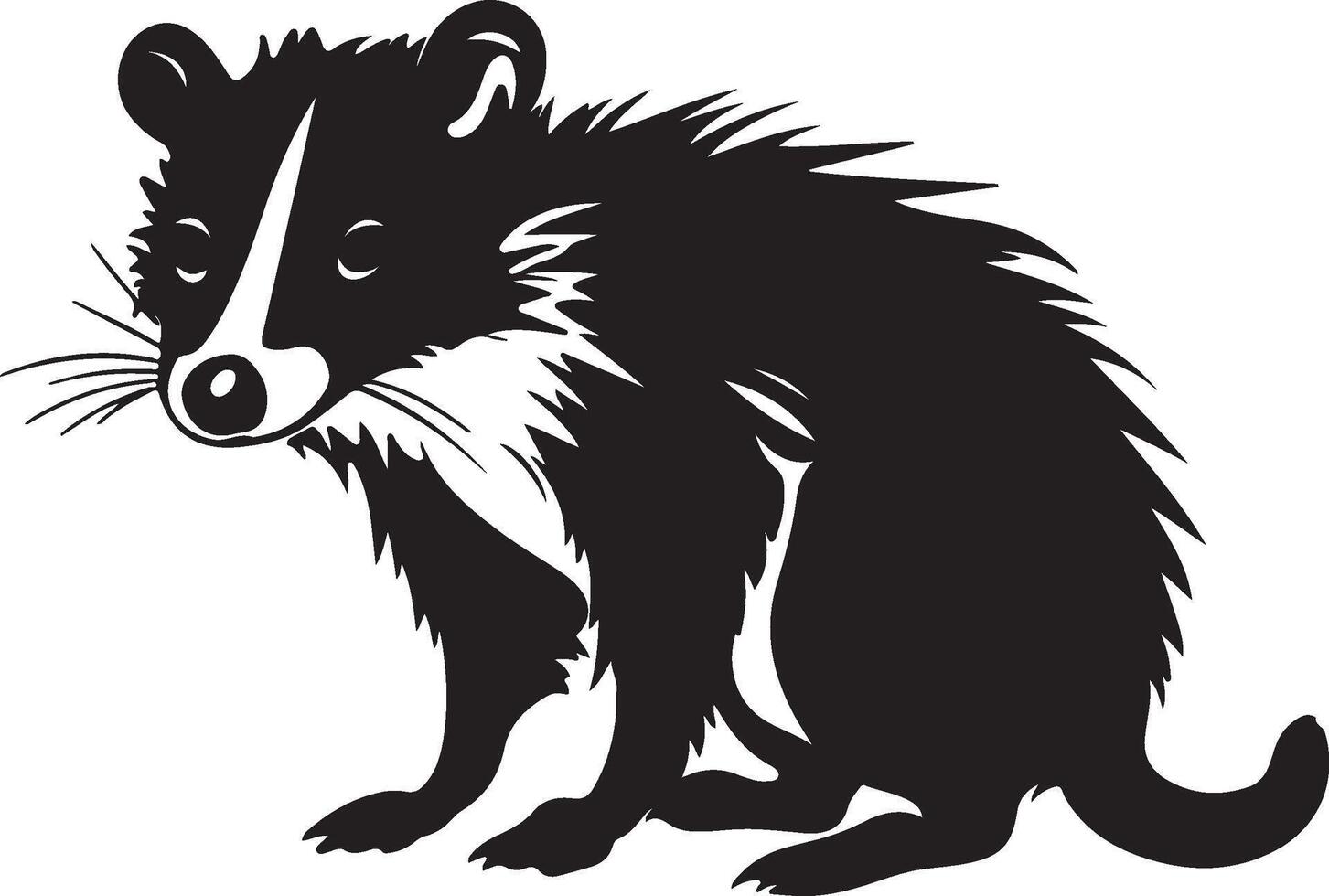 Opossum Silhouette Illustration White Background vector