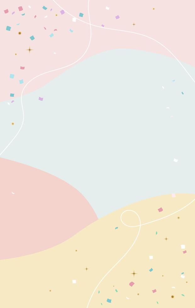 Greeting card or Invitation design decorated with confetti. Happy birthday card blank. Gentle template, frame vector