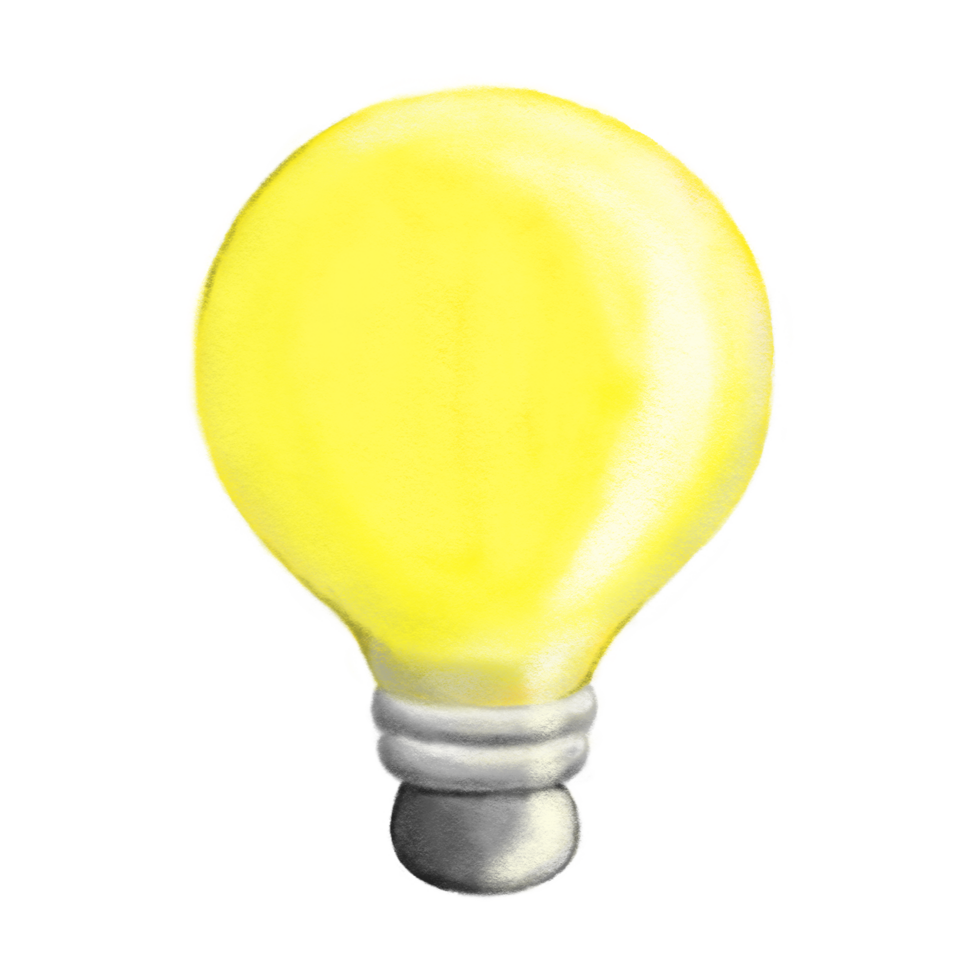 Crayon light bulb isolated illustration, yellow light bulb drawing png