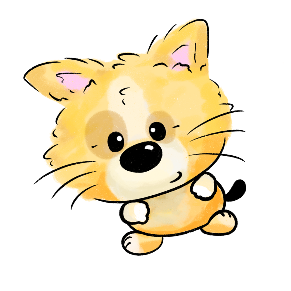 Cartoon orange cat character design isolated png