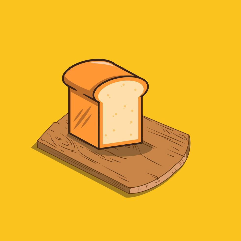 Bread on chopping board breakfast food illustration vector