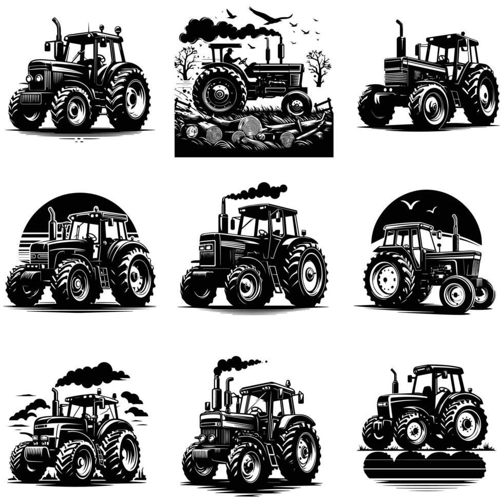 tractor silhouette stock illustration Bundle, in silhouette, tractor Lover graphic design, tractor , tractor silhouette vector