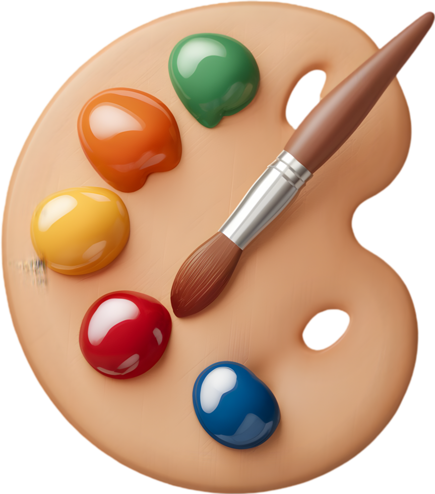 Artist's Palette A vibrant palette with a paintbrush ready to create a masterpiece png