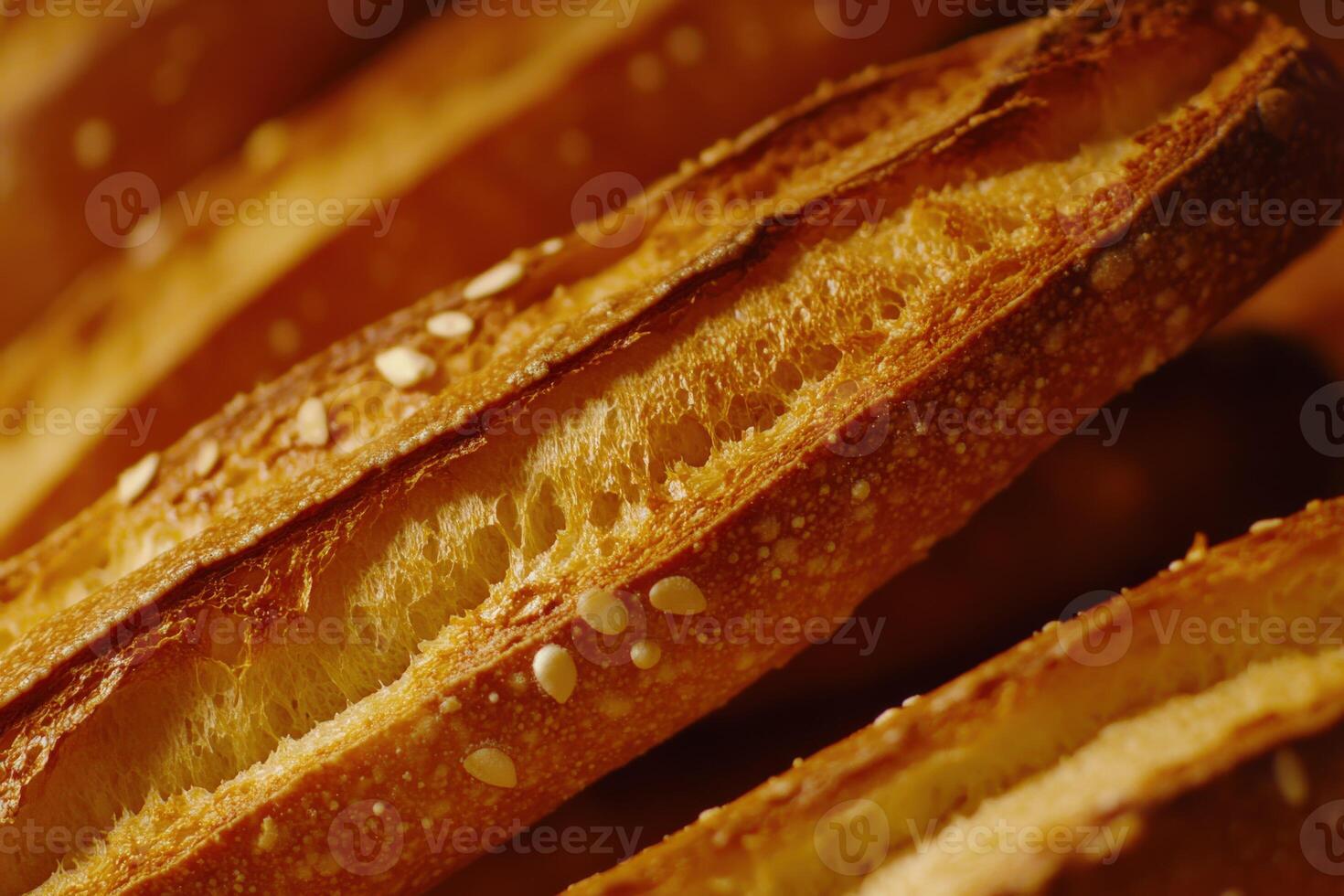 Freshly baked sesame bread loaves arranged neatly in a basket photo