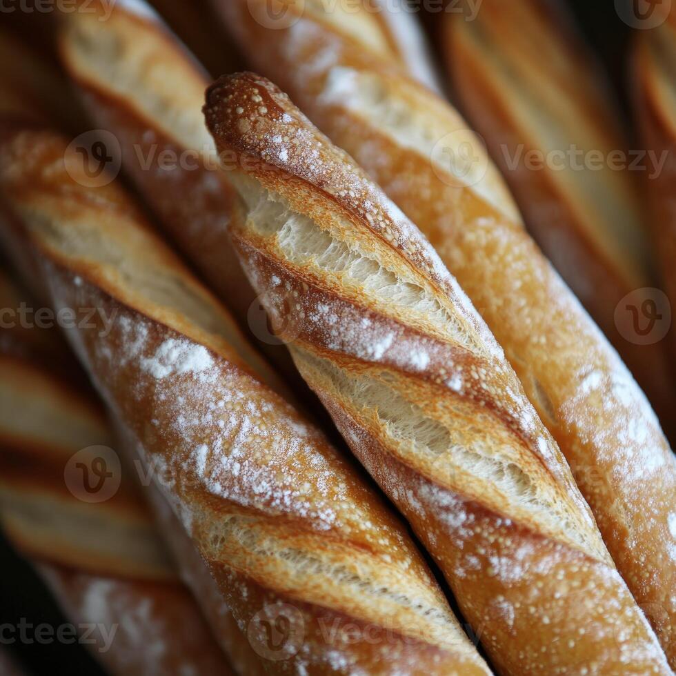 Freshly baked artisanal bread from a local bakery in the morning photo