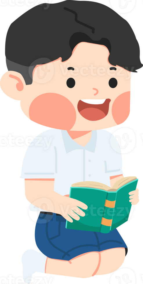 child sitting and reading a book png