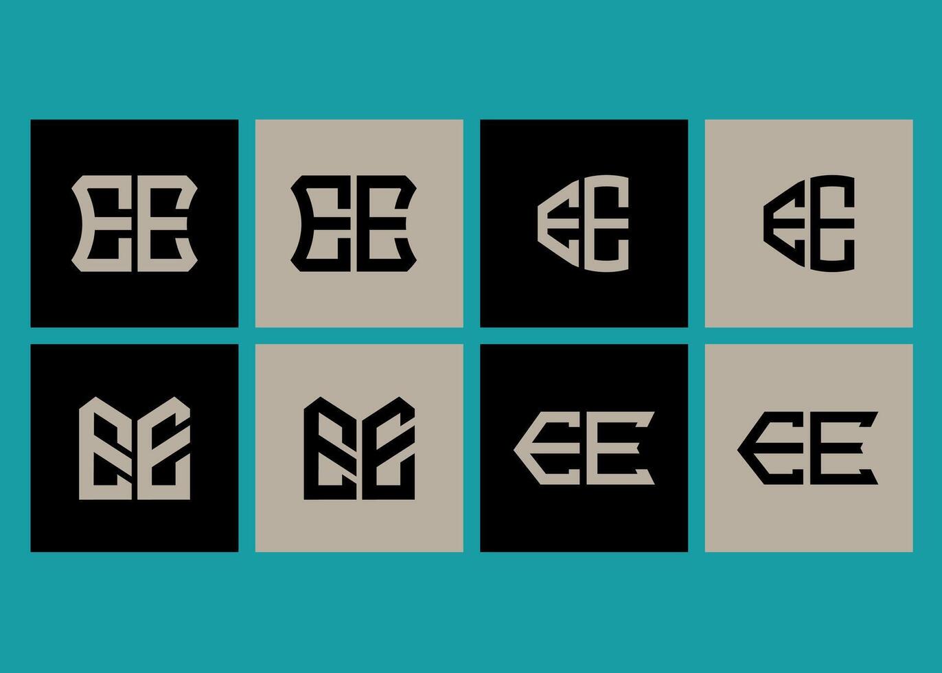 EE minimalist and classic logo set design.EE monogram polygonal and circle shape . EE unique design. vector