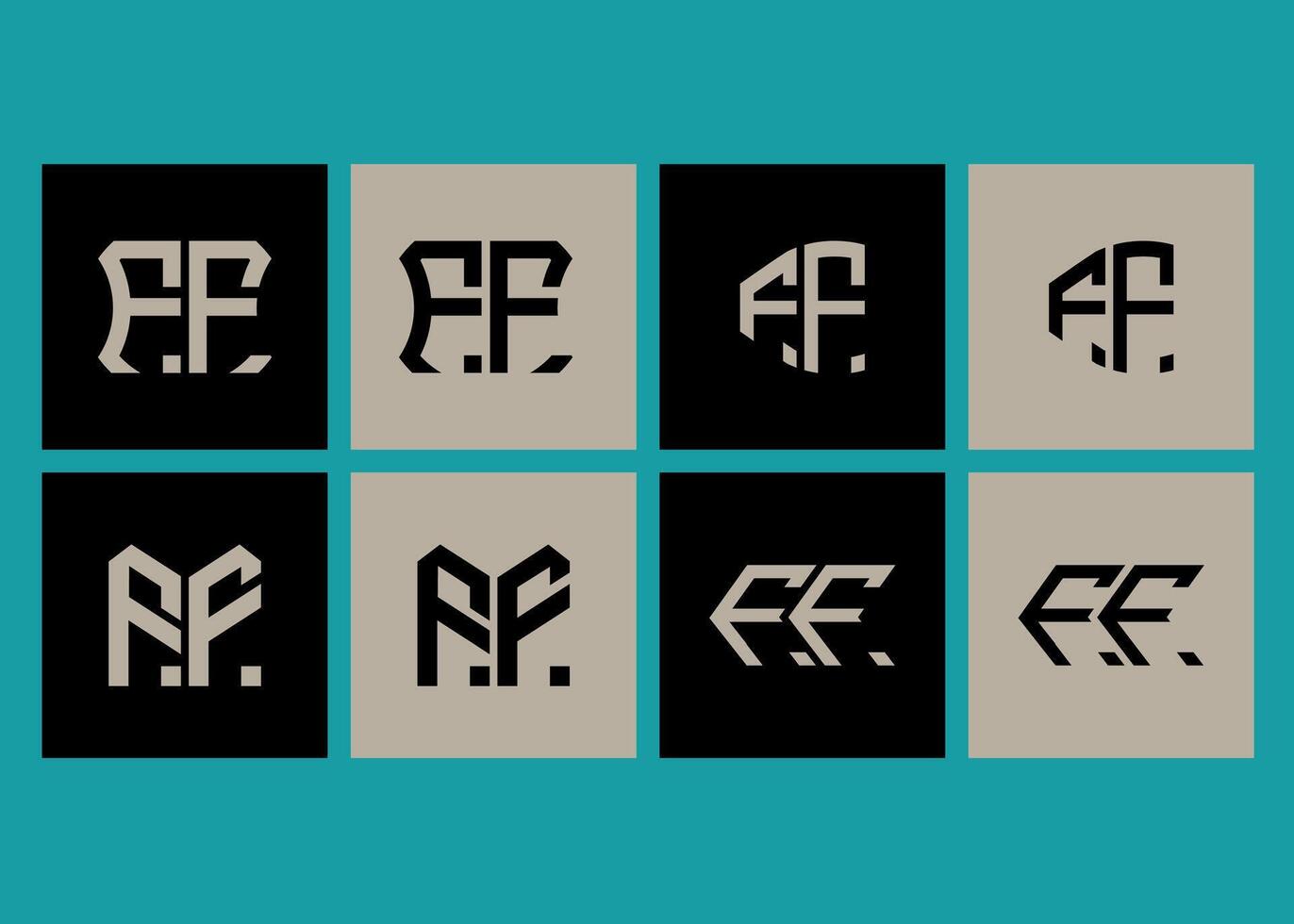 FF minimalist and classic logo set design.FF monogram polygonal and circle shape . FF unique design. vector