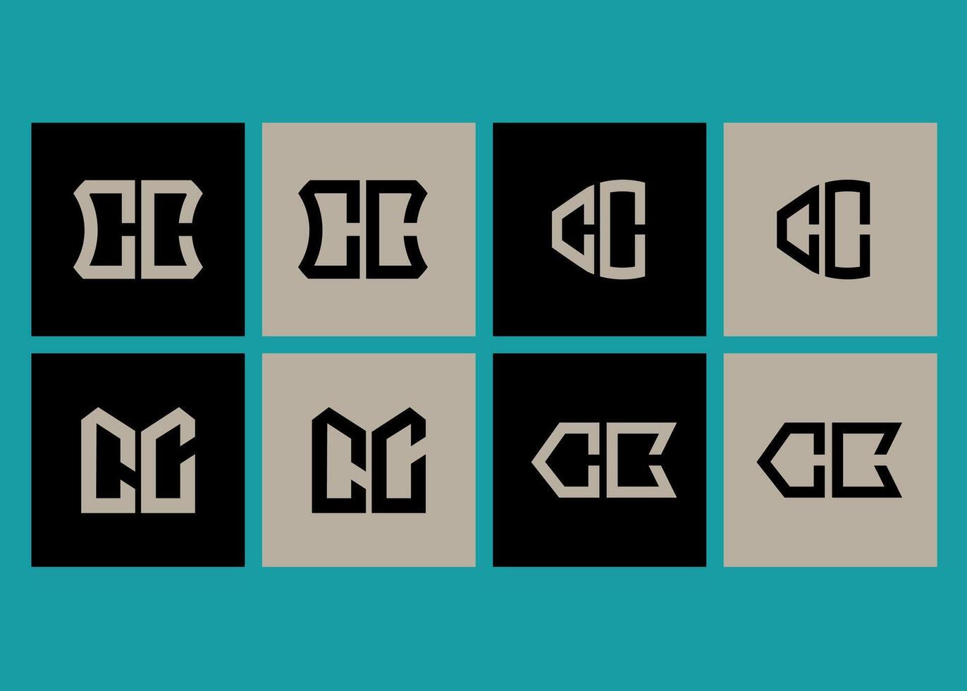 CC minimalist and classic logo set design.CC monogram polygonal and circle shape . CC unique design. vector