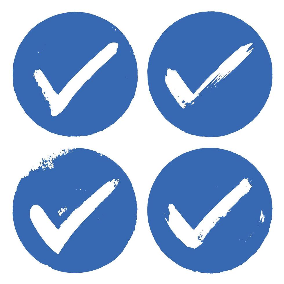circular brush stroke symbols inside the circle for check marks, verification, approval, confirmation, or completion. vector