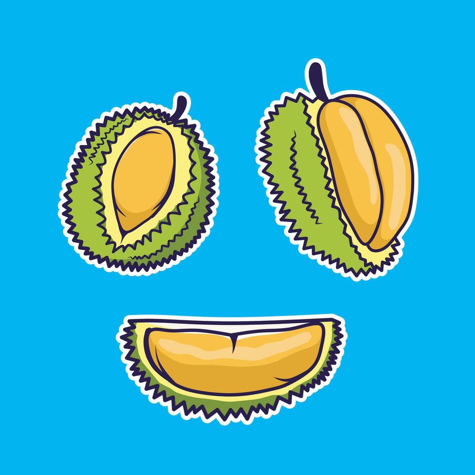 Durian doodle sticker icon. illustration. vector